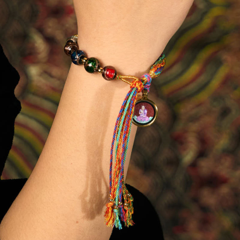 Handmade Cinnabar & Liuli Thangka Chinese Zodiac Natal Buddha Braided Red String Bracelet