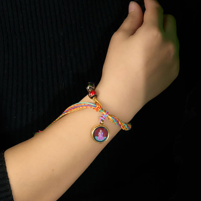 Handmade Cinnabar & Liuli Thangka Chinese Zodiac Natal Buddha Braided Red String Bracelet