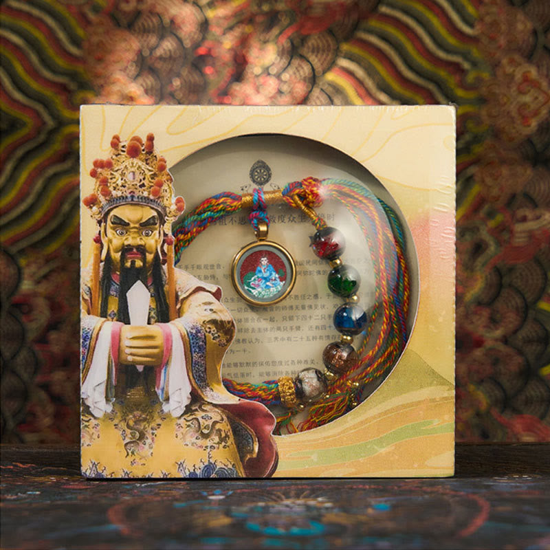 Handmade Cinnabar & Liuli Thangka Chinese Zodiac Natal Buddha Braided Red String Bracelet