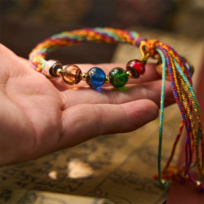 Handmade Cinnabar & Liuli Thangka Chinese Zodiac Natal Buddha Braided Red String Bracelet