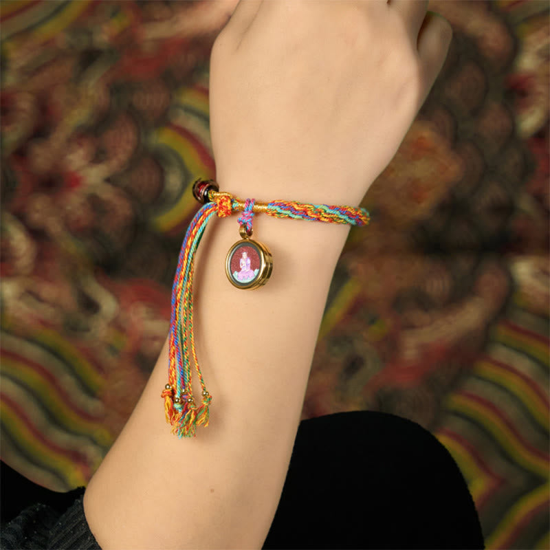 Handmade Cinnabar & Liuli Thangka Chinese Zodiac Natal Buddha Braided Red String Bracelet