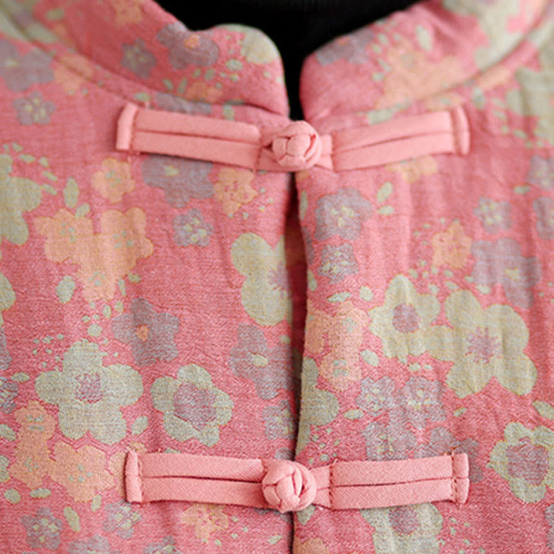Thick Cotton-Blend Floral Pattern Grounding Winter Jacket