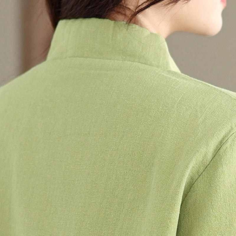 Women's Plain Cotton-padded Buttons Design Long Sleeve Thermal Jacket With Pockets