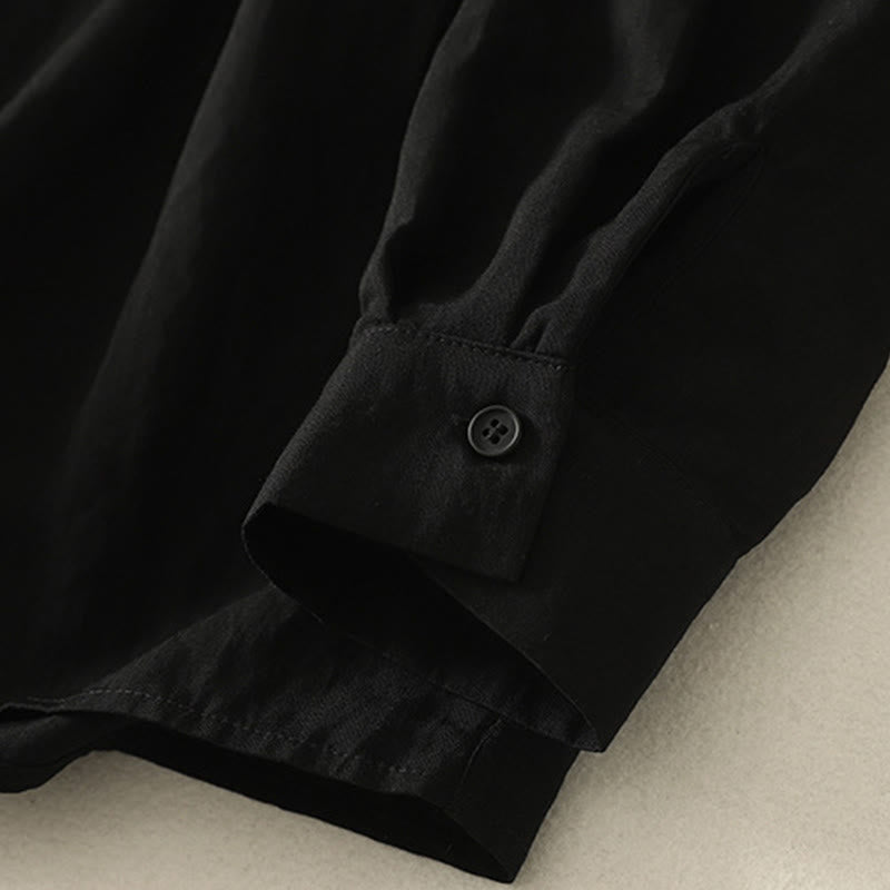 Lightweight Cotton Stand-Collar Frog-Button Mindful Shirt