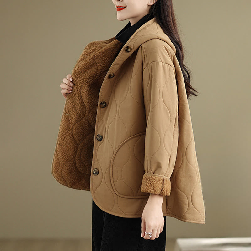 Women's Plain Long Sleeve Hoodie Design Cotton hermal Fleece-Lined Jacket With Pockets