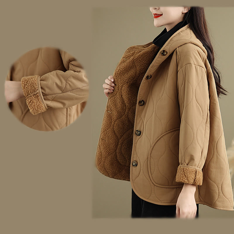 Women's Plain Long Sleeve Hoodie Design Cotton hermal Fleece-Lined Jacket With Pockets