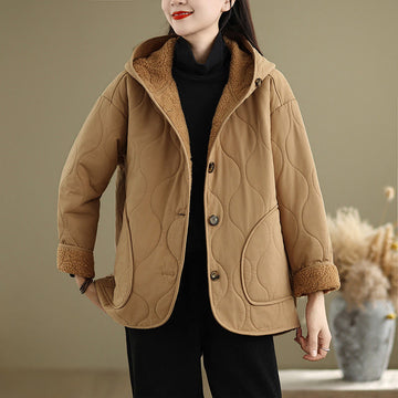 Women's Plain Long Sleeve Hoodie Design Cotton hermal Fleece-Lined Jacket With Pockets