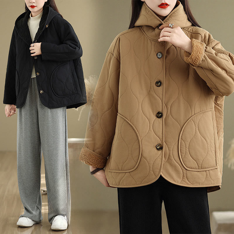 Women's Plain Long Sleeve Hoodie Design Cotton hermal Fleece-Lined Jacket With Pockets