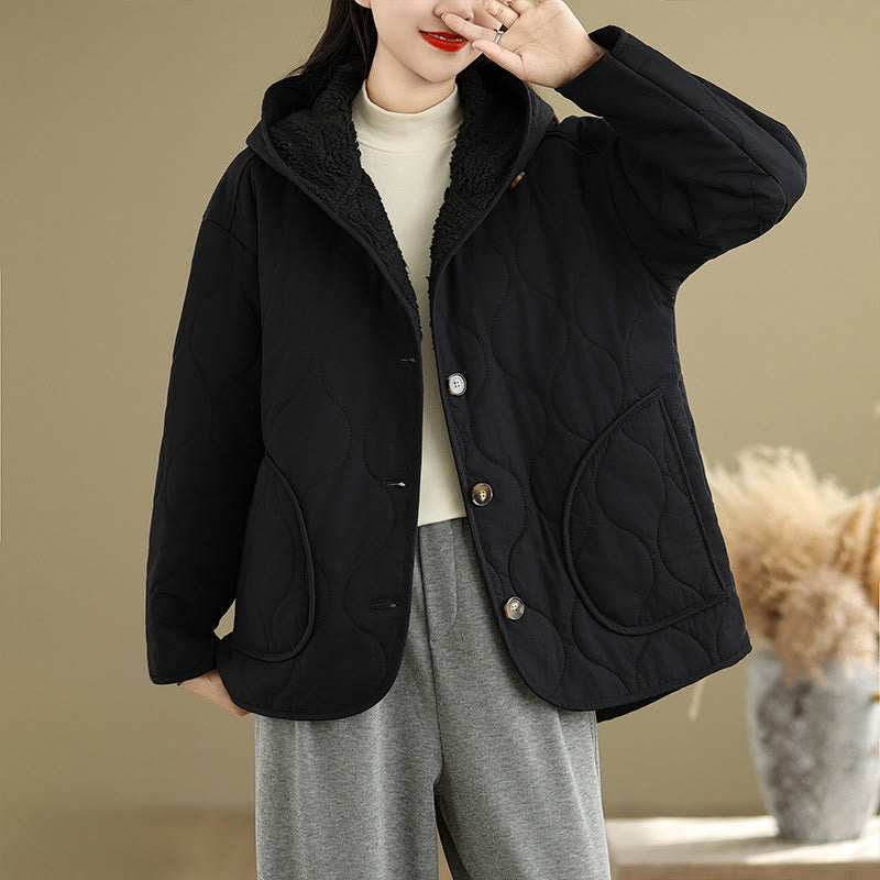 Women's Plain Long Sleeve Hoodie Design Cotton hermal Fleece-Lined Jacket With Pockets