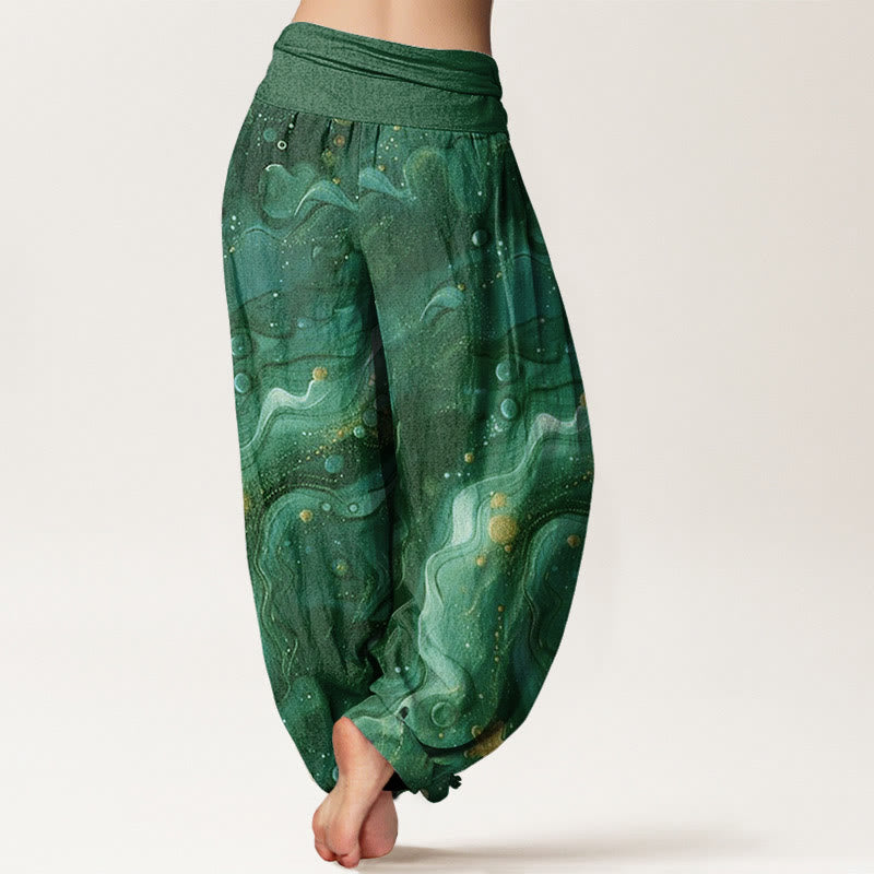 Cotton Oceanic Golde Star Pattern Women's Elastic Waist Harem Pants