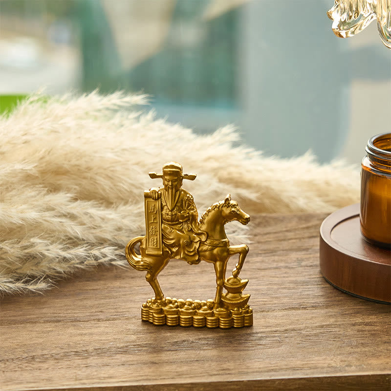 "Get Rich Now" Year of the Horse God of Wealth Ingots Prosperity Alloy Home Decoration