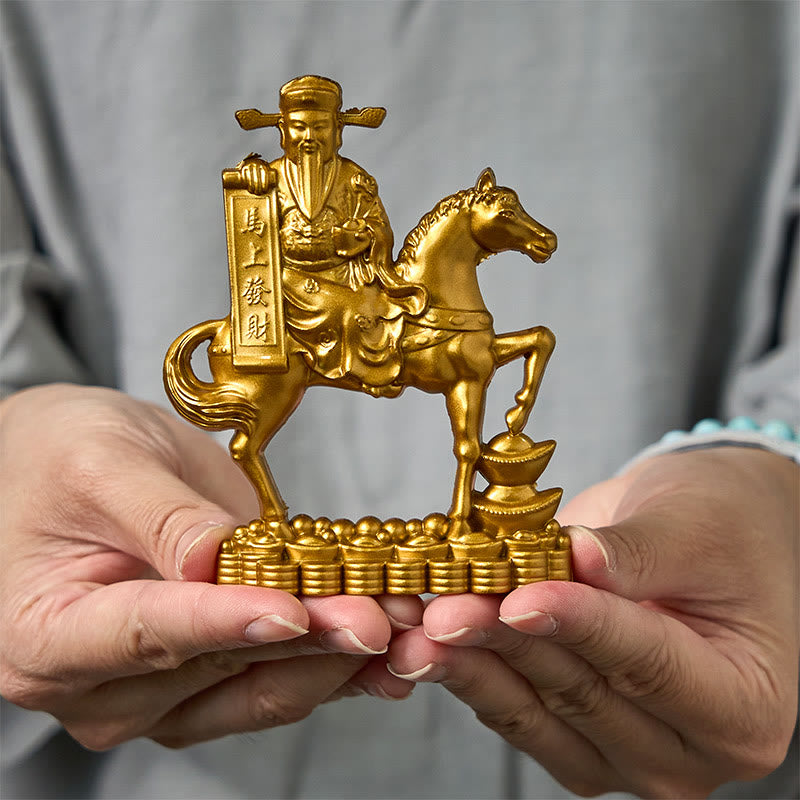 "Get Rich Now" Year of the Horse God of Wealth Ingots Prosperity Alloy Home Decoration