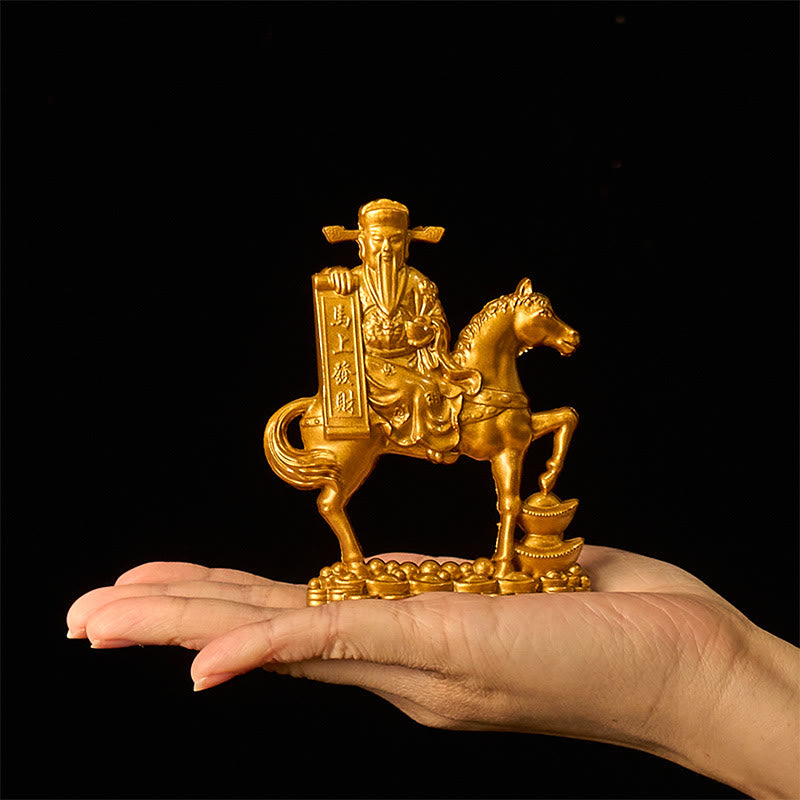"Get Rich Now" Year of the Horse God of Wealth Ingots Prosperity Alloy Home Decoration