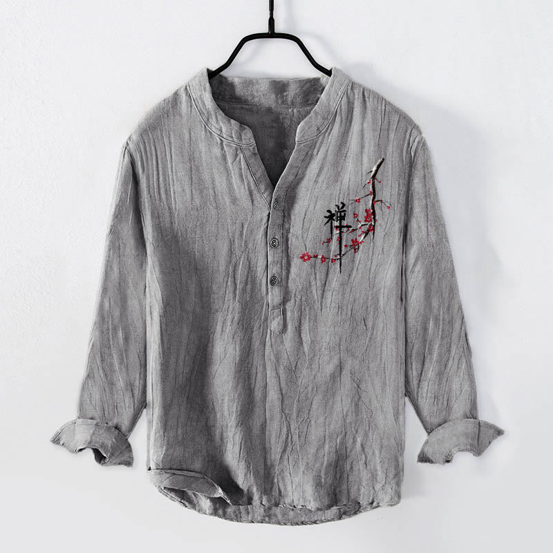 Cotton Linen Stand Collar Zen Meditation Shirt