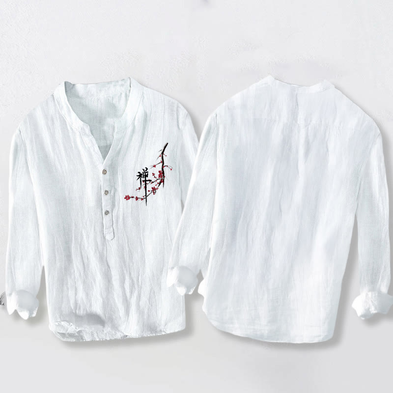 Cotton Linen Stand Collar Zen Meditation Shirt