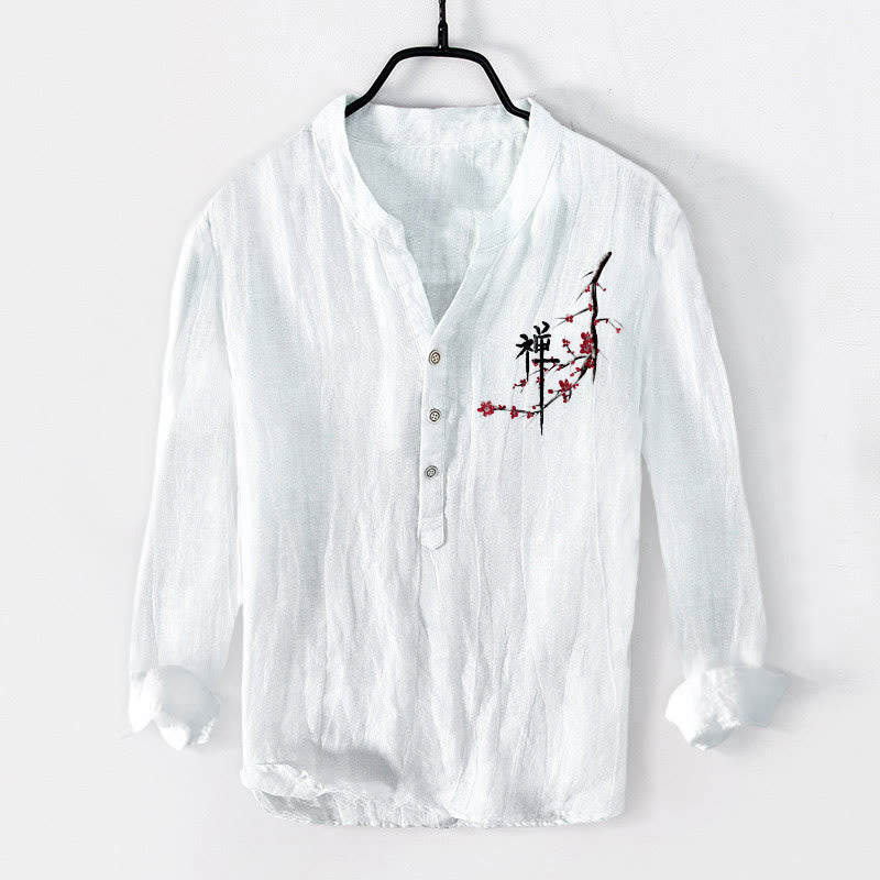 Cotton Linen Stand Collar Zen Meditation Shirt