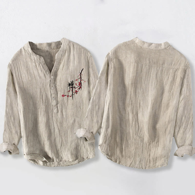 Cotton Linen Stand Collar Zen Meditation Shirt