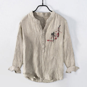 Cotton Linen Stand Collar Zen Meditation Shirt