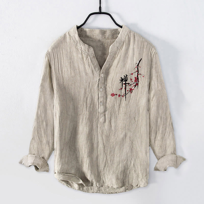 Cotton Linen Stand Collar Zen Meditation Shirt