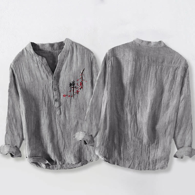 Cotton Linen Stand Collar Zen Meditation Shirt