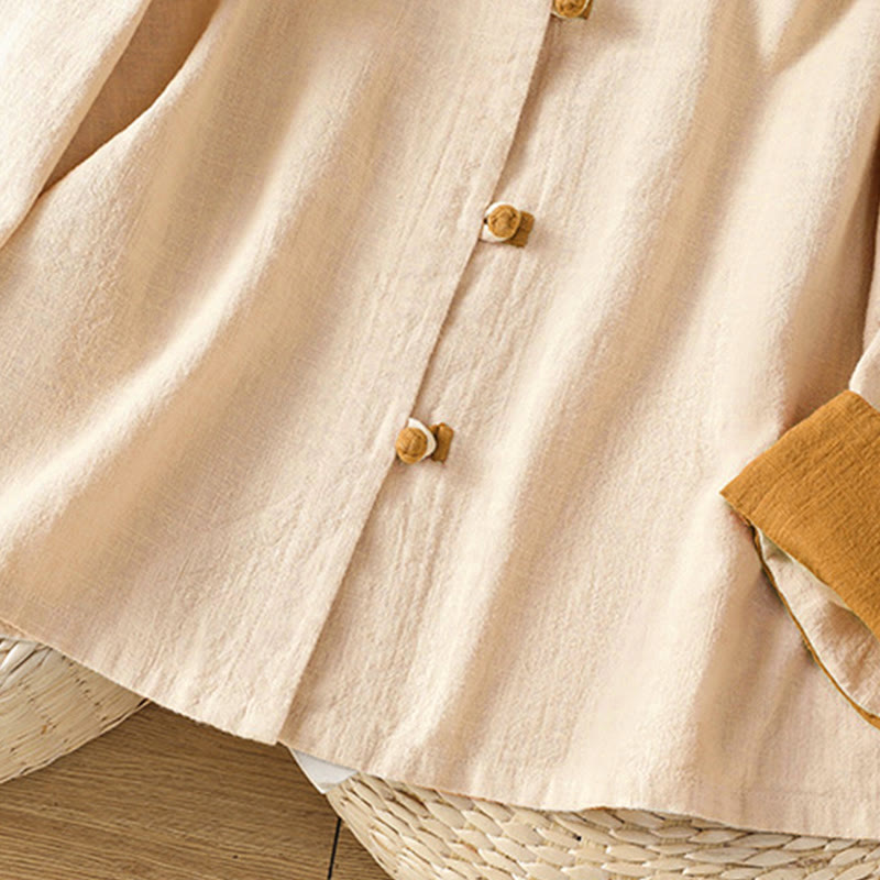 Breathable Linen Frog-Button Long Sleeve Meditation Shirt