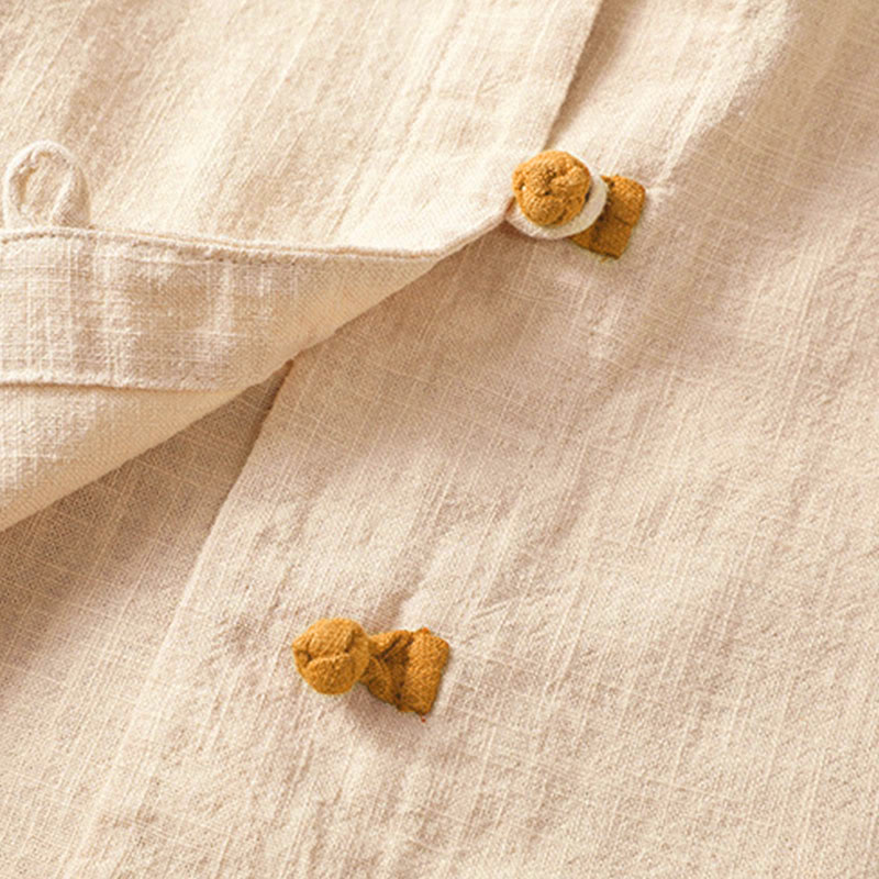 Breathable Linen Frog-Button Long Sleeve Meditation Shirt