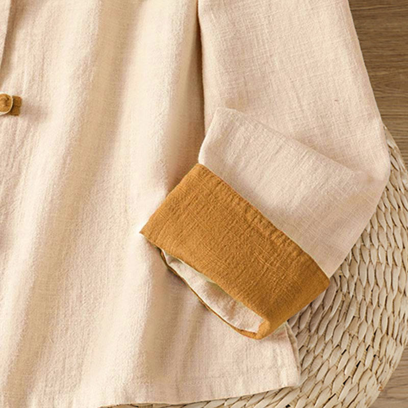 Breathable Linen Frog-Button Long Sleeve Meditation Shirt