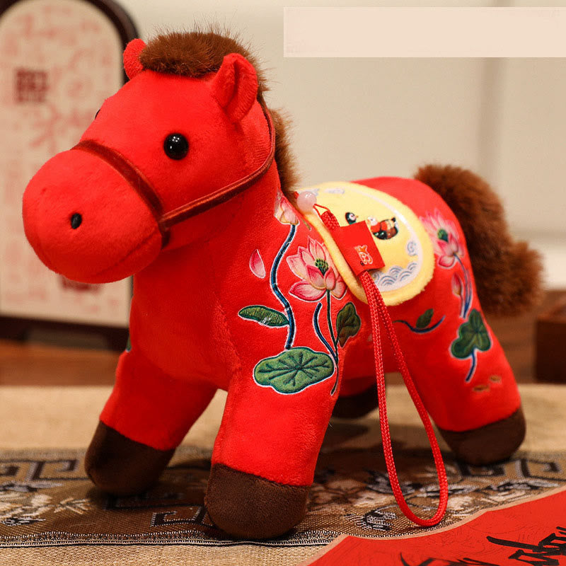 Year of the Horse Bamboo Dragon Lotus Phoenix Plush Doll Home Decoration