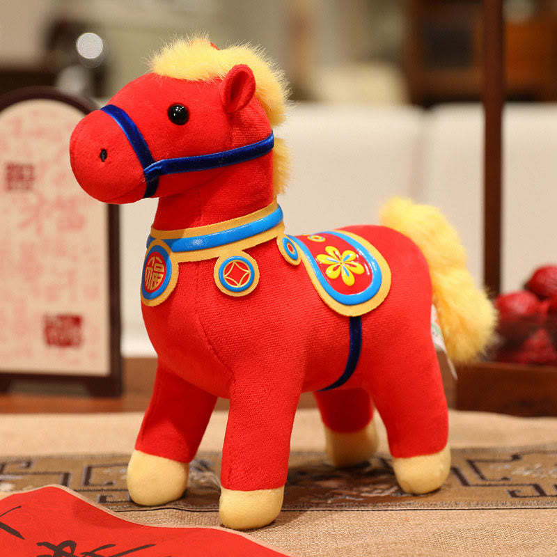Year of the Horse Bamboo Dragon Lotus Phoenix Plush Doll Home Decoration