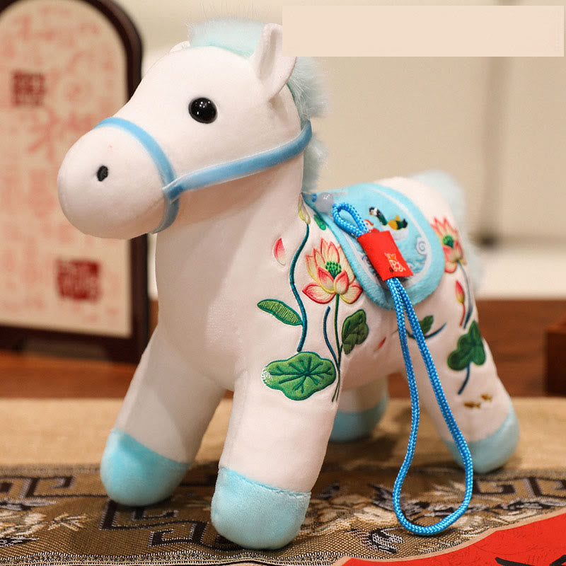 Year of the Horse Bamboo Dragon Lotus Phoenix Plush Doll Home Decoration