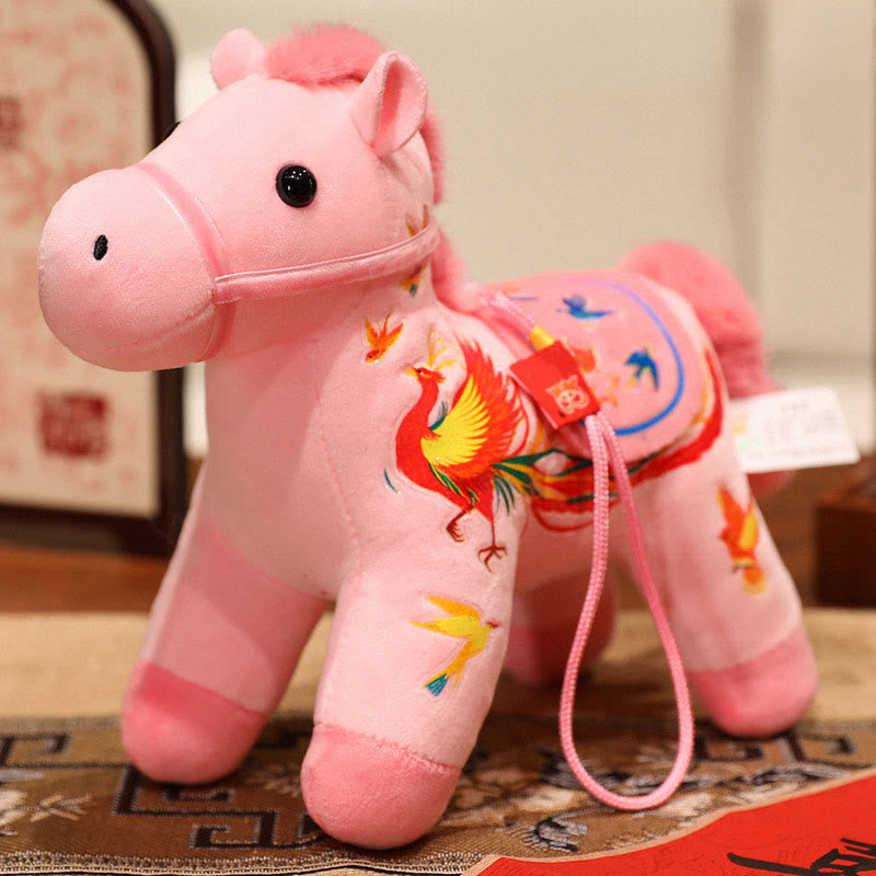 Year of the Horse Bamboo Dragon Lotus Phoenix Plush Doll Home Decoration