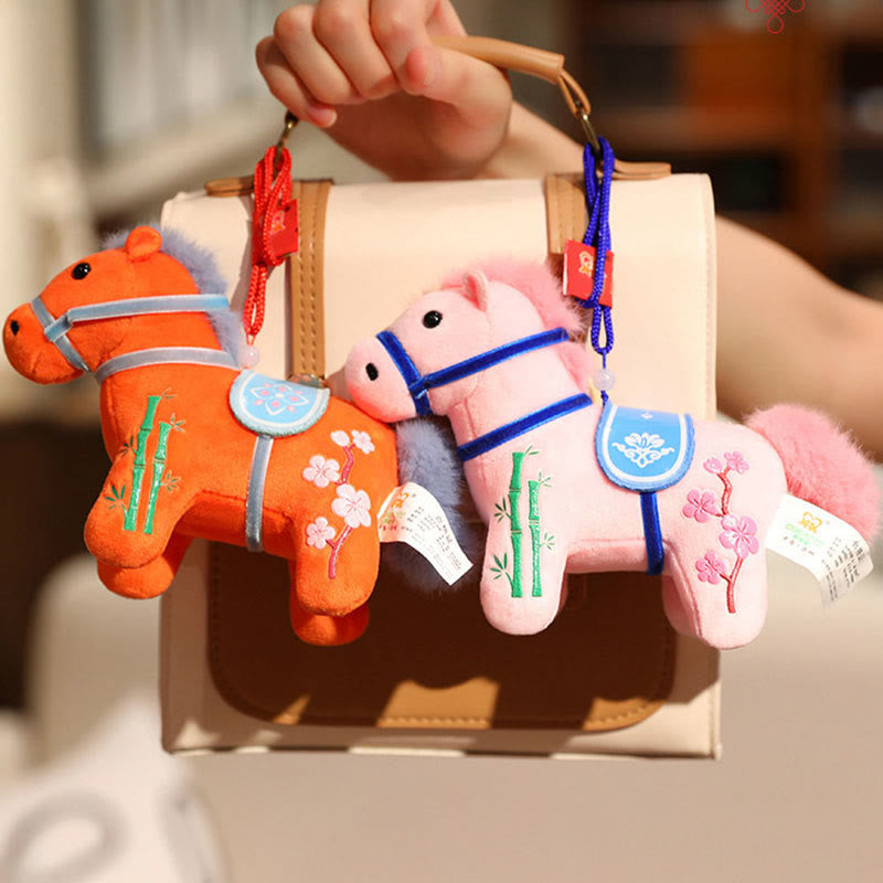 Year of the Horse Bamboo Dragon Lotus Phoenix Plush Doll Home Decoration