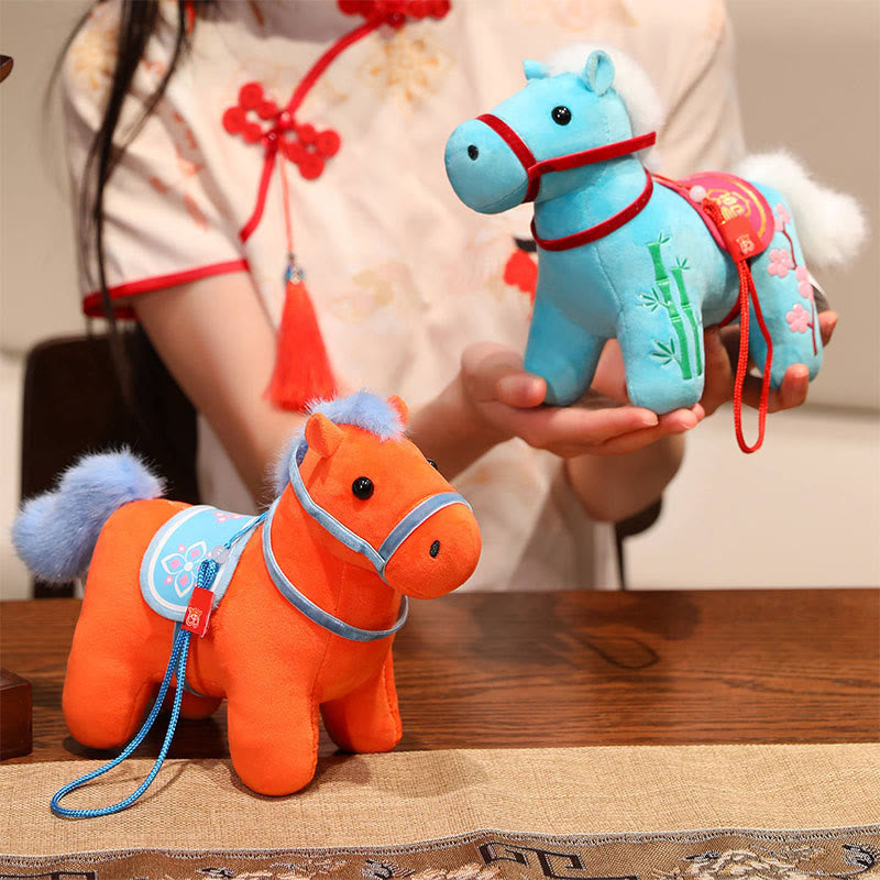 Year of the Horse Bamboo Dragon Lotus Phoenix Plush Doll Home Decoration