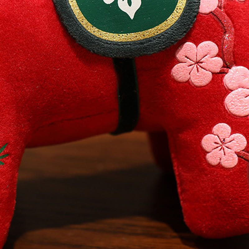 Year of the Horse Bamboo Dragon Lotus Phoenix Plush Doll Home Decoration