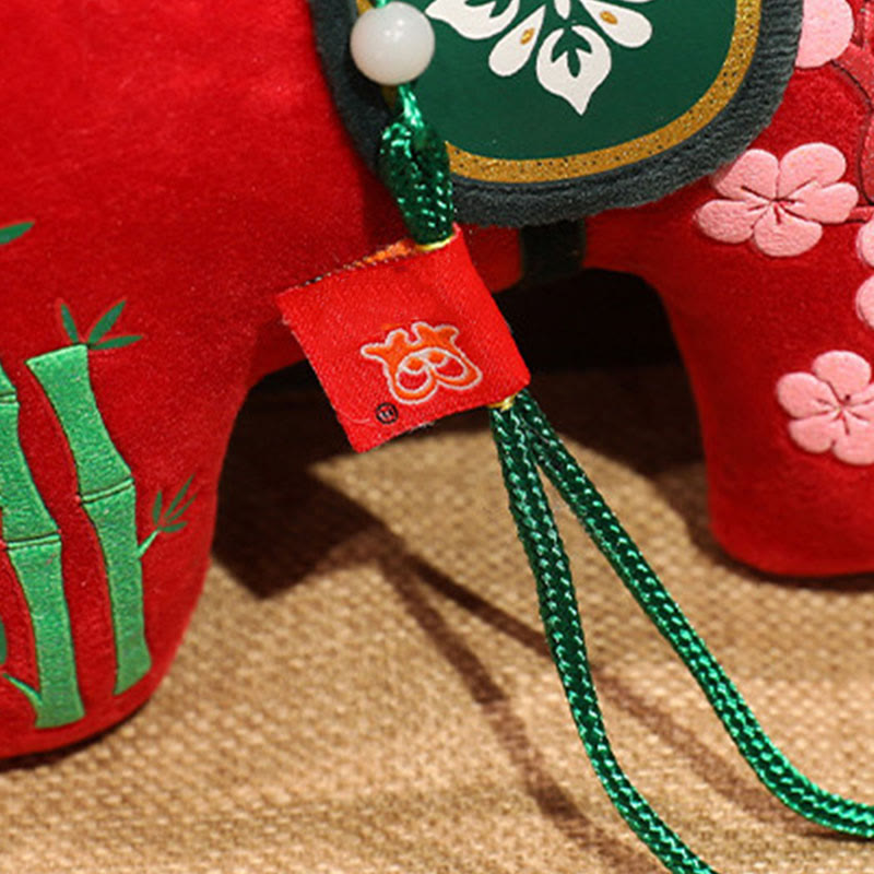 Year of the Horse Bamboo Dragon Lotus Phoenix Plush Doll Home Decoration