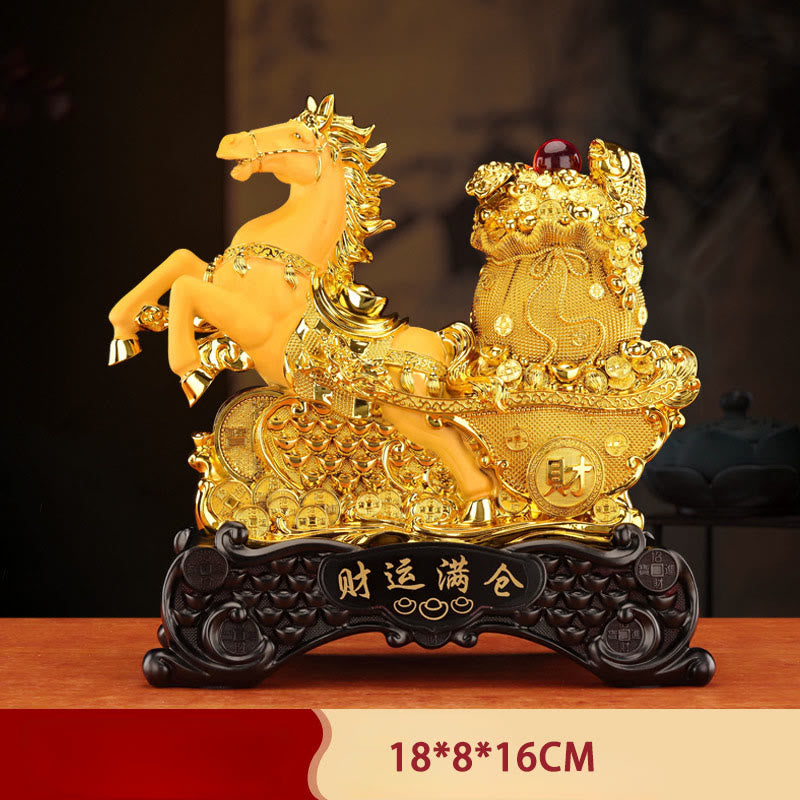 "Good Fortune" Year of the Horse Treasure Bowl Ingots Wealth Resin Home Decoration