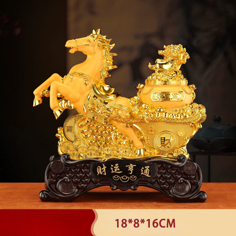 "Good Fortune" Year of the Horse Treasure Bowl Ingots Wealth Resin Home Decoration