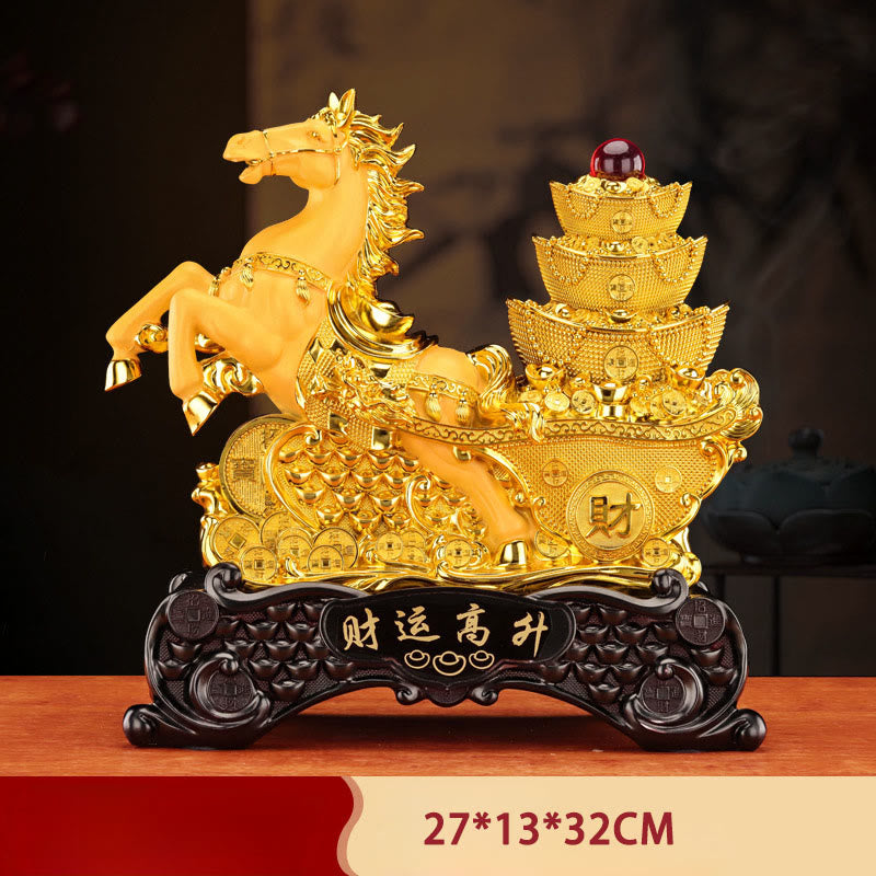 "Good Fortune" Year of the Horse Treasure Bowl Ingots Wealth Resin Home Decoration
