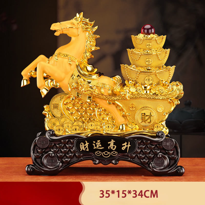 "Good Fortune" Year of the Horse Treasure Bowl Ingots Wealth Resin Home Decoration