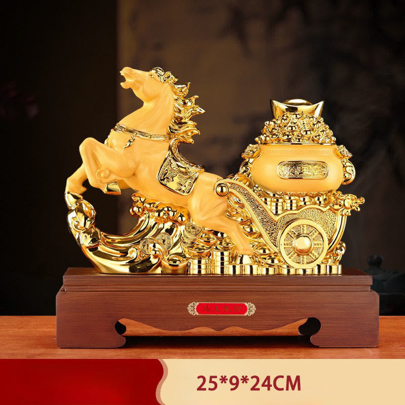 "Good Fortune" Year of the Horse Treasure Bowl Ingots Wealth Resin Home Decoration
