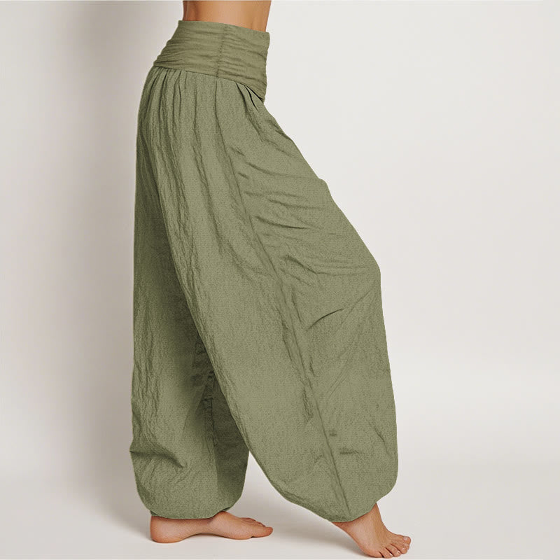 Breathable Cotton Elastic Waist Harem Meditation Pants