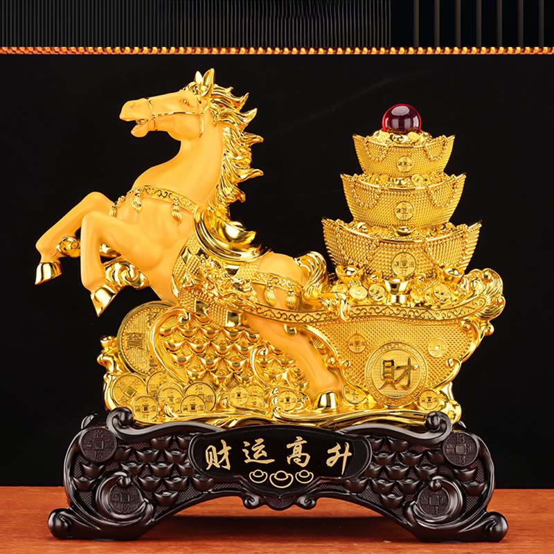 "Good Fortune" Year of the Horse Treasure Bowl Ingots Wealth Resin Home Decoration