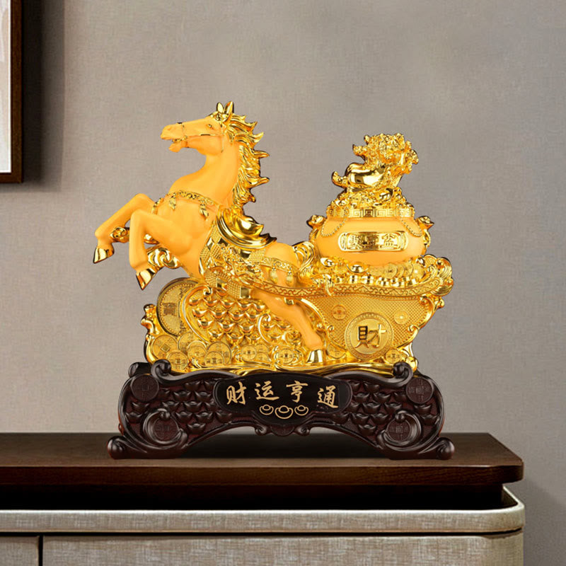 "Good Fortune" Year of the Horse Treasure Bowl Ingots Wealth Resin Home Decoration