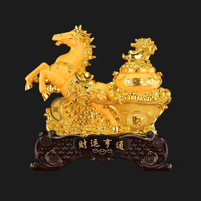 "Good Fortune" Year of the Horse Treasure Bowl Ingots Wealth Resin Home Decoration