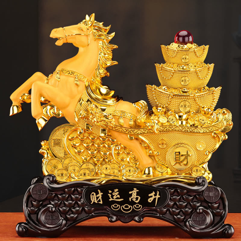 "Good Fortune" Year of the Horse Treasure Bowl Ingots Wealth Resin Home Decoration