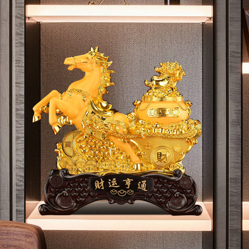 "Good Fortune" Year of the Horse Treasure Bowl Ingots Wealth Resin Home Decoration