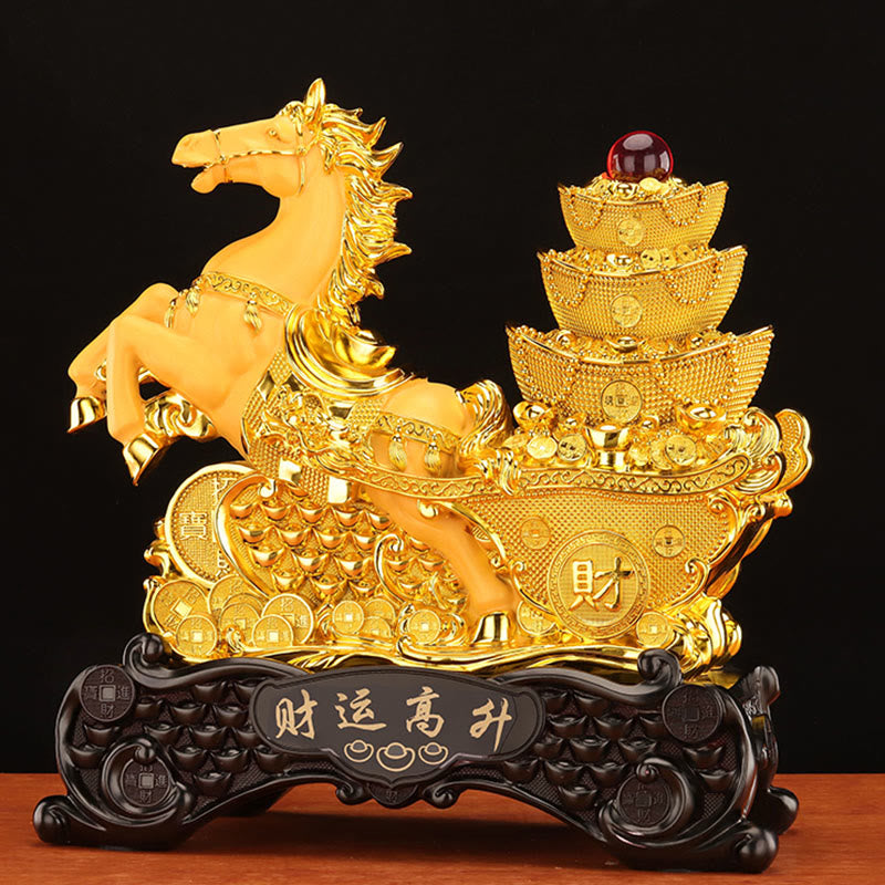 "Good Fortune" Year of the Horse Treasure Bowl Ingots Wealth Resin Home Decoration
