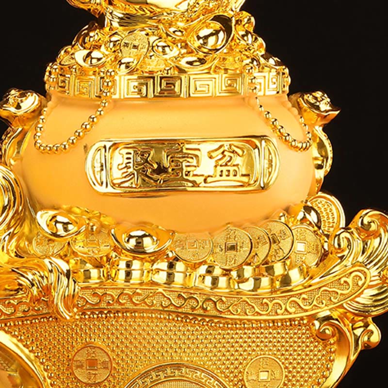 "Good Fortune" Year of the Horse Treasure Bowl Ingots Wealth Resin Home Decoration