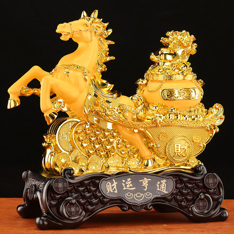 "Good Fortune" Year of the Horse Treasure Bowl Ingots Wealth Resin Home Decoration