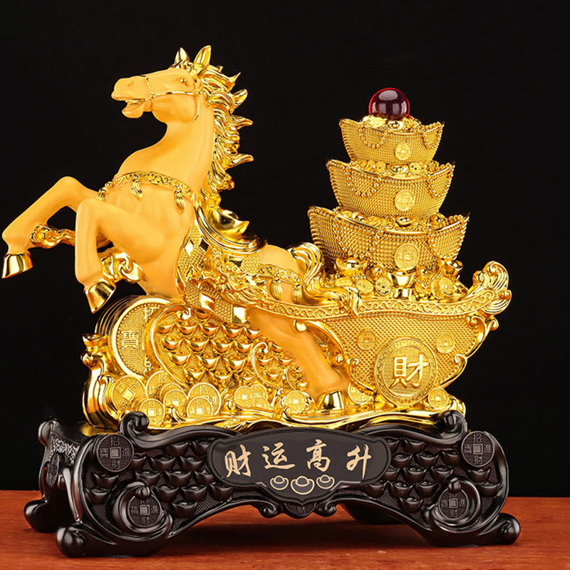 "Good Fortune" Year of the Horse Treasure Bowl Ingots Wealth Resin Home Decoration